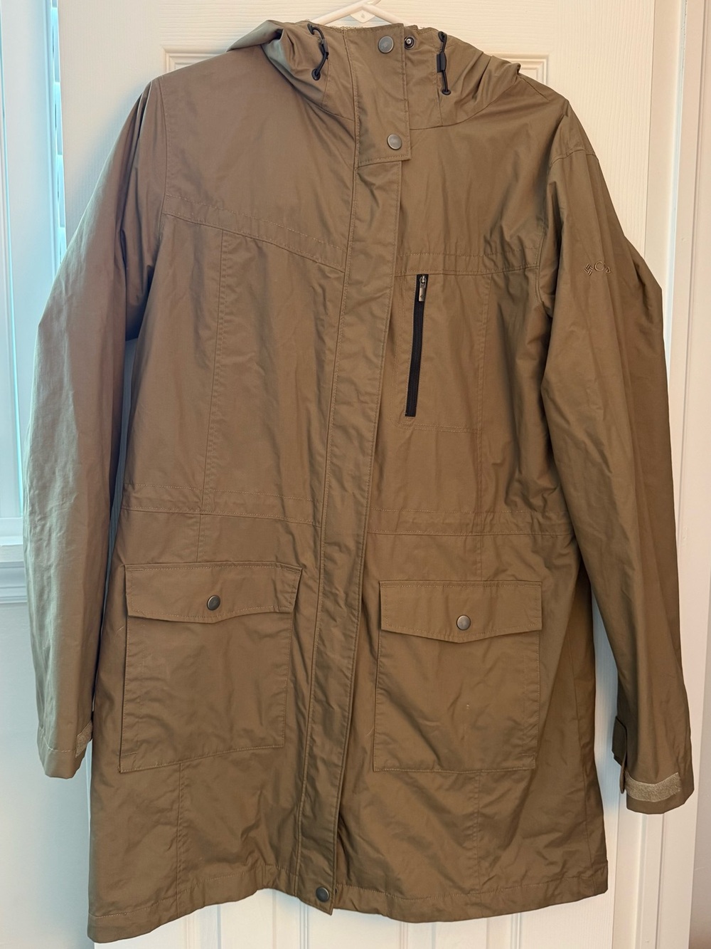 Columbia Women’s Hooded Raincoat in Khaki Brown